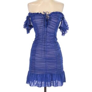 Lulu's Royal Blue Sweetheart Neckline Off The Shoulder Dress Prom Formal